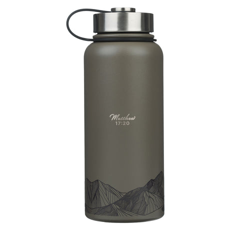 Faith Mountains Dark Brown Stainless Steel Water Bottle