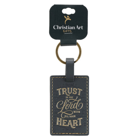 Trust in the Lord with All Your Heart Faux Leather Key Ring