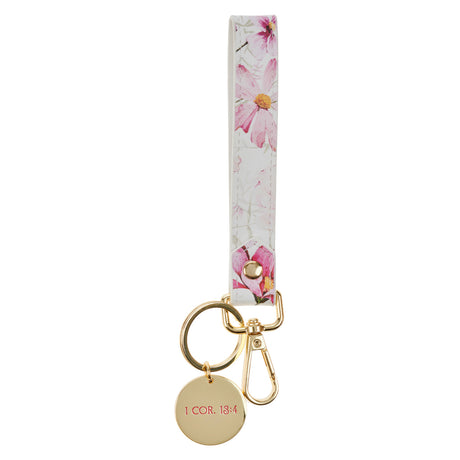 Love Faux Leather Wristlet Keychain with Charm