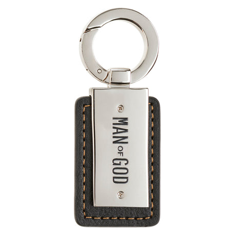 Man of God Metal and Faux Leather Keychain