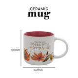 May the Lord Bless You and Keep You Floral Ceramic Mug with Pink Interior