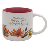 May the Lord Bless You and Keep You Floral Ceramic Mug with Pink Interior