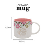 With God All Things Are Possible Floral Ceramic Mug with Pink Interior