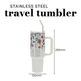 A Mother's Love Is Always in Bloom Large Stainless Steel Mug with Handle and Straw
