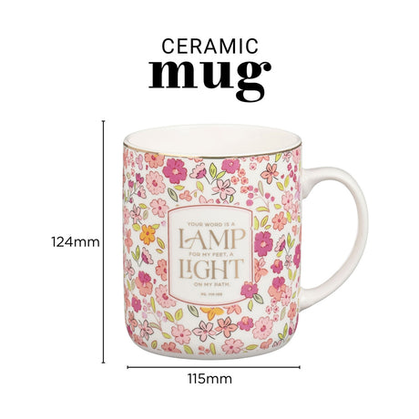 Your Word Is a Lamp for My Feet, a Light on My Path Floral Ceramic Mug