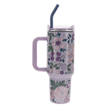Travel Mug - Trust in the Lord (Stainless Steel, Purple, Large, Handle & Straw)