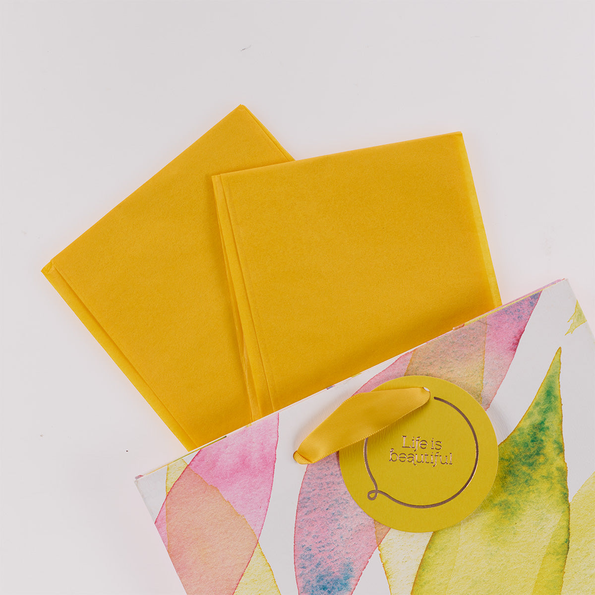 Life is Beautiful Citrus Leaves Medium Gift Bag with Gift Tag