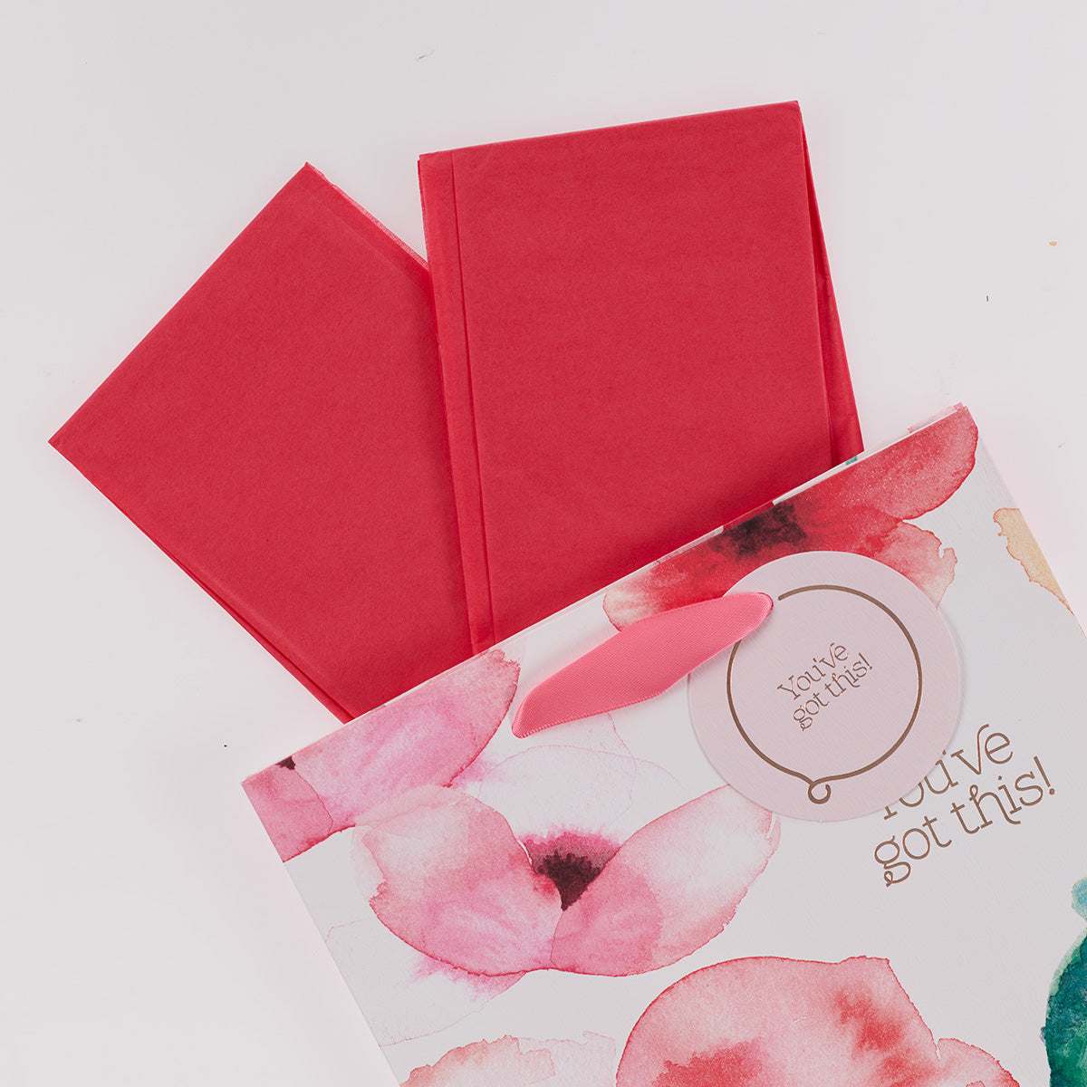 You've Got This! Coral Poppies Medium Gift Bag with Gift Tag