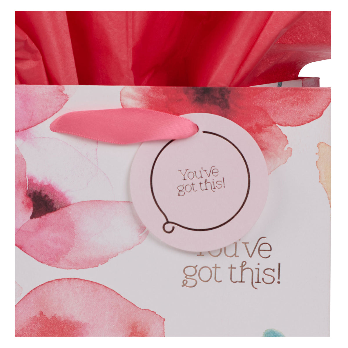 You've Got This! Coral Poppies Medium Gift Bag with Gift Tag