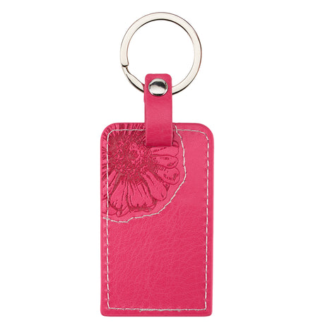 With God All Things Are Possible Pink Faux Leather Key Ring - Matthew 19:26