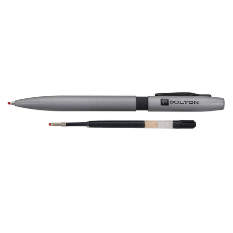 Bolton Flat Clicker Silver Pen With Pen Refill In Acrylic Gift Box