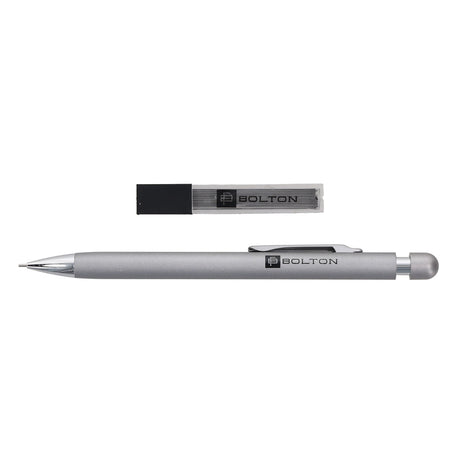 Bolton Round Clicker Silver Clutch Pencil With Lead Refill In Acrylic Gift Box