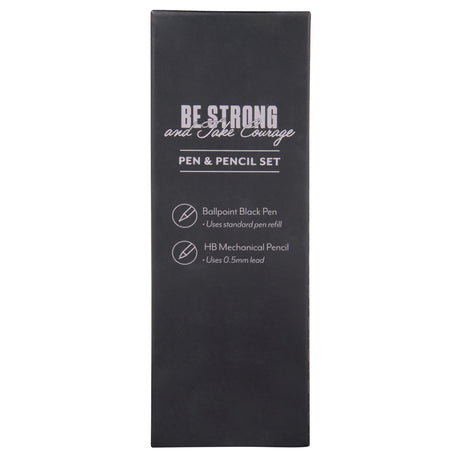 Be Strong, Take Courage Executive Black Pen and Pencil Set