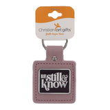 Be Still and Know Metal and Faux Leather Key Ring