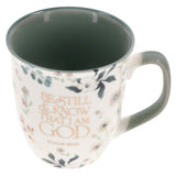 Be Still & Know that I Am God Ceramic Mug with Green Interior