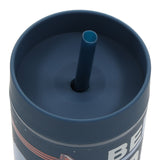Strong and Courageous Navy Blue Plastic Travel Tumbler with Straw