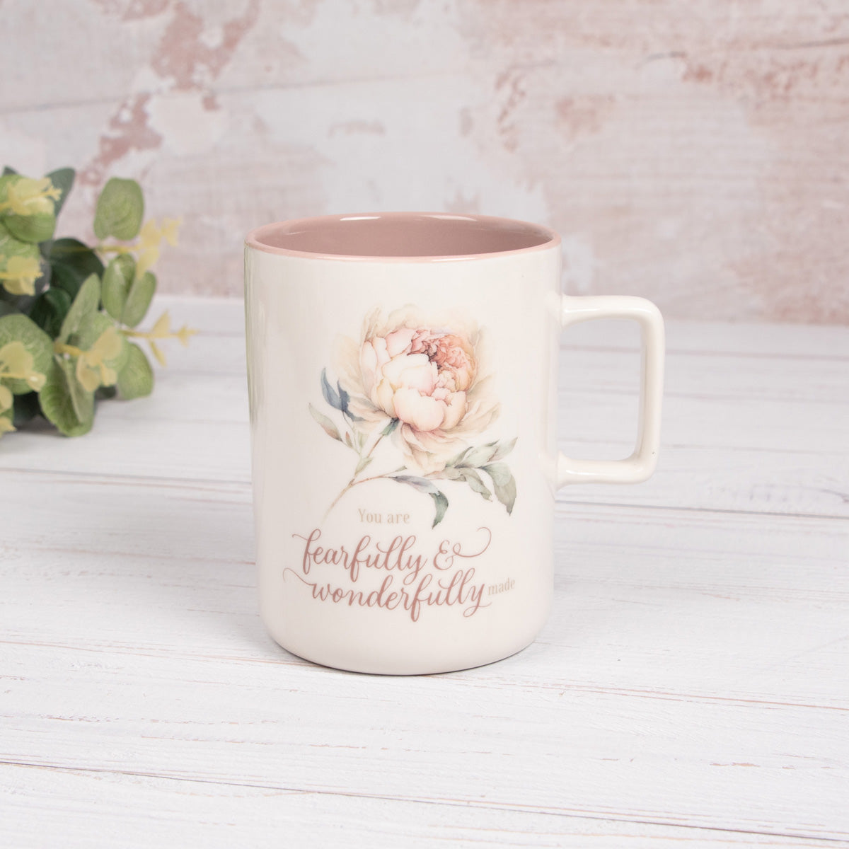You Are Fearfully and Wonderfully Made Ceramic Mug with Pink Interior