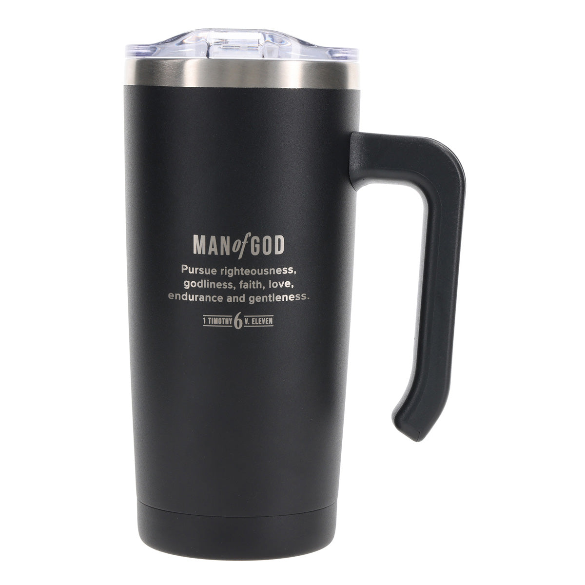 Man of God Black Stainless Steel Travel Mug with Handle