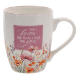 For I Know the Plans Ceramic Mug with a Pink Rim