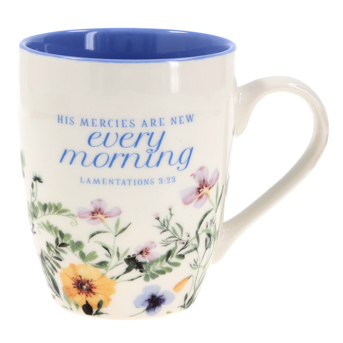 His Mercies Are New Every Morning Ceramic Mug with Blue Interior