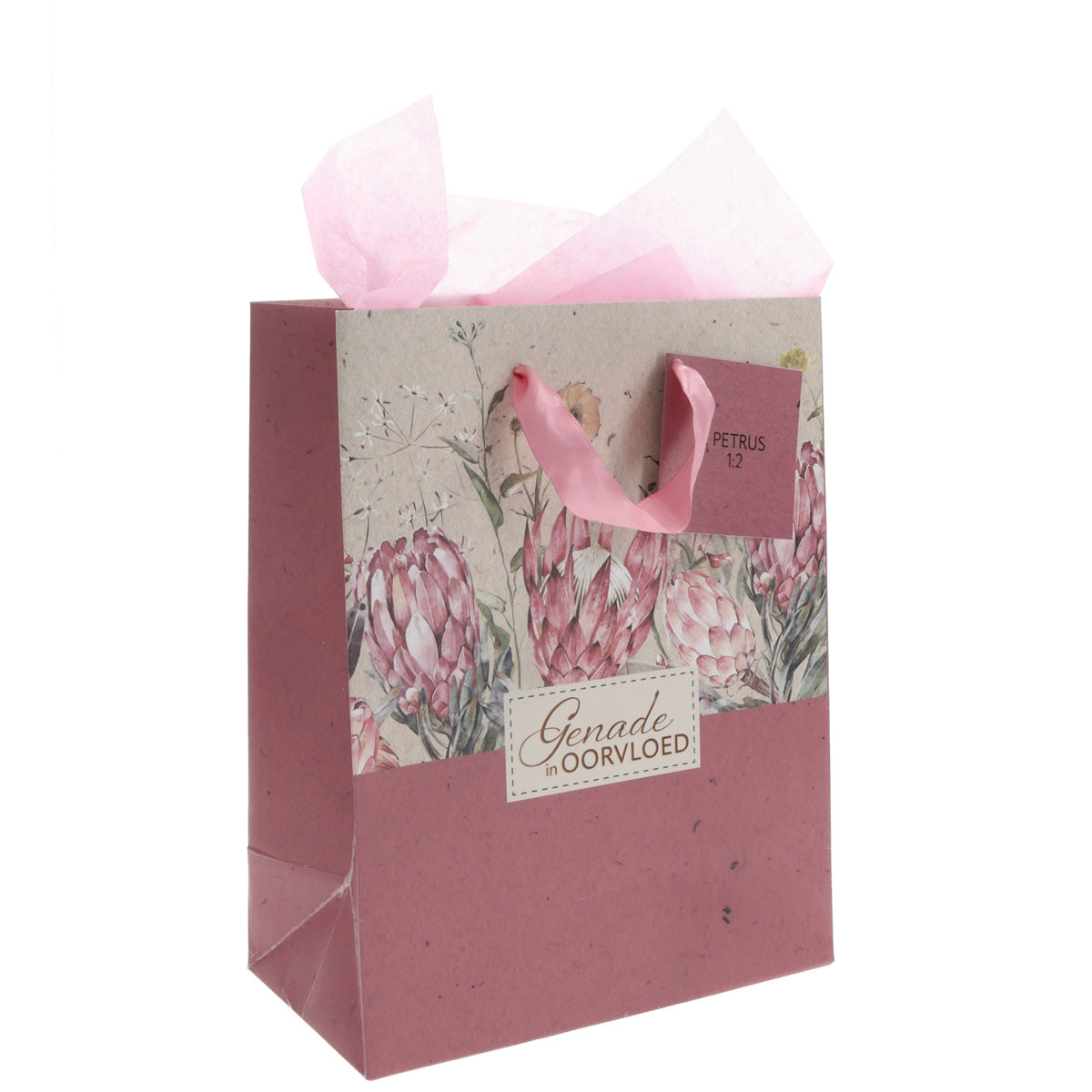 Genade in Oorvloed Fynbos Afrikaans Medium Gift Bag with Gift Tag