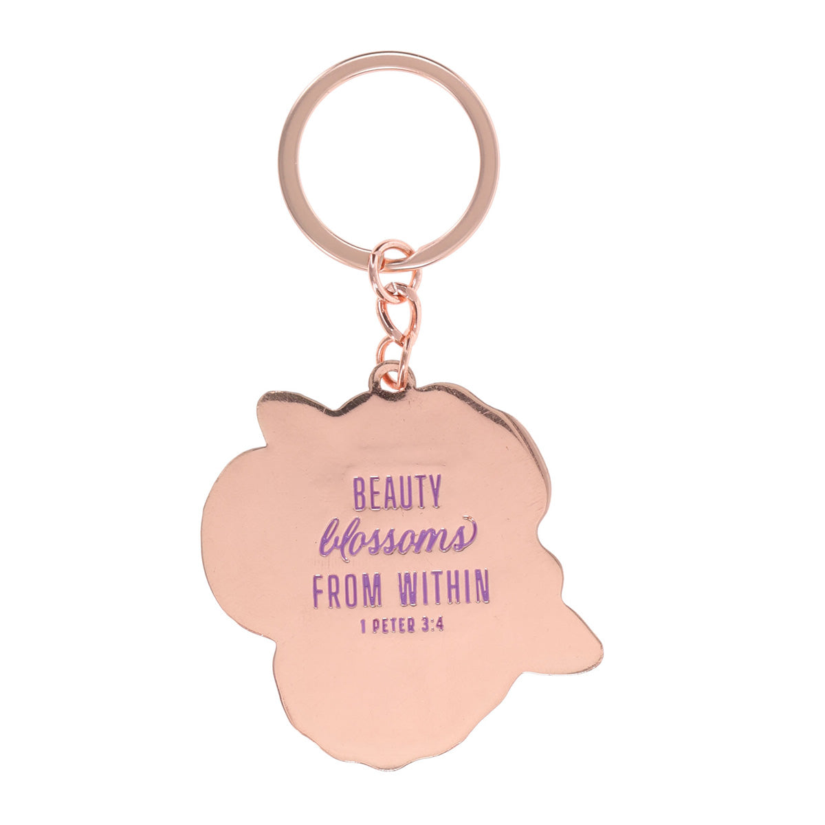 Beauty Blossoms from Within Metal Keychain