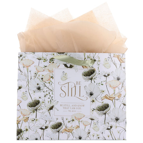 Be Still Green Floral Landscape Gift Bag with Gift Tag