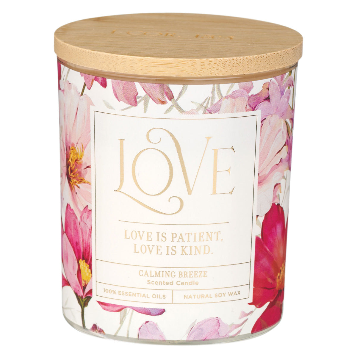 Love Is Patient Calming Breeze Scented Candle with Bamboo Lid