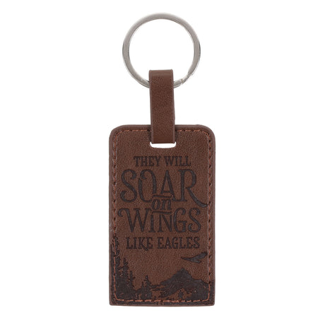 They Will Soar on Wings Like Eagles Faux Leather Keychain