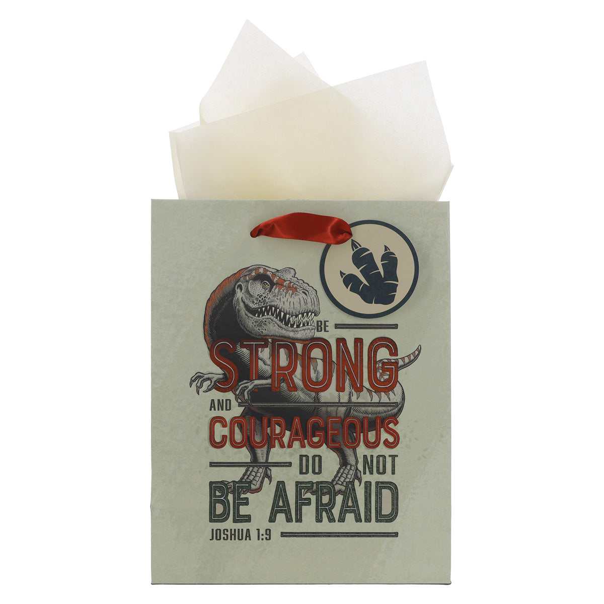 Be Strong and Courageous Do Not Be Afraid Medium Gift Bag with Gift Tag