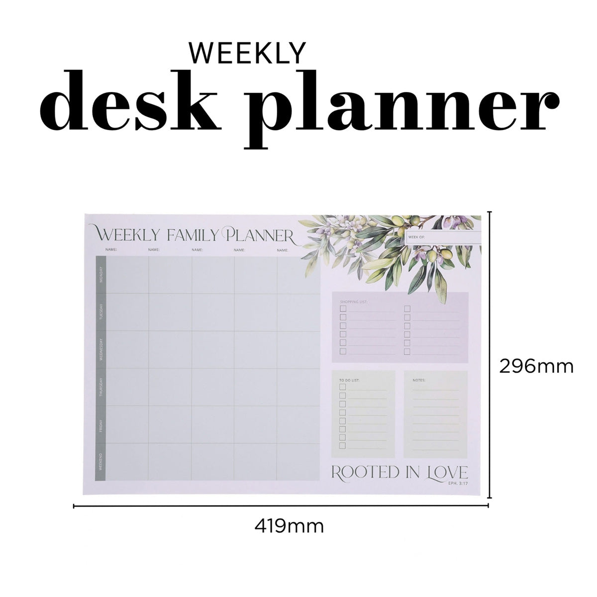 A3 Weekly Magnetic Family Planner - Rooted in Love