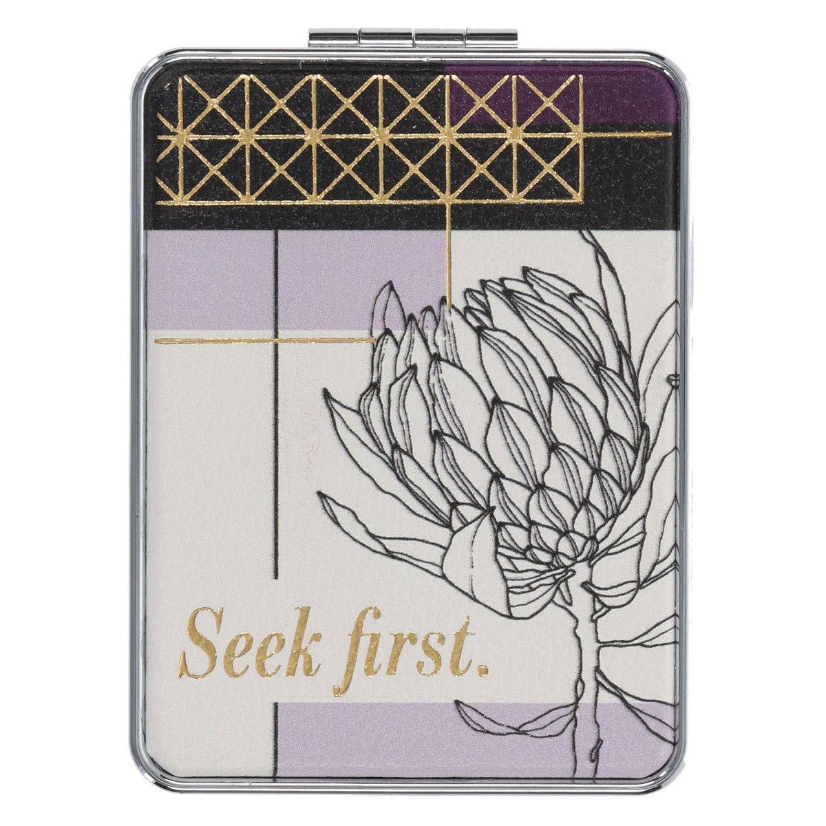 Seek First Faux Leather Compact Mirror