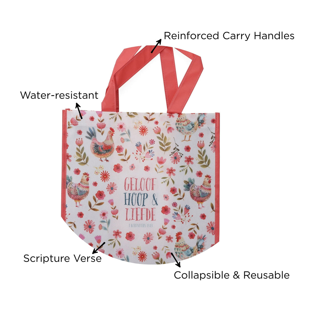 Geloof Hoop en Liefde Afrikaans Non-Woven Tote Bag