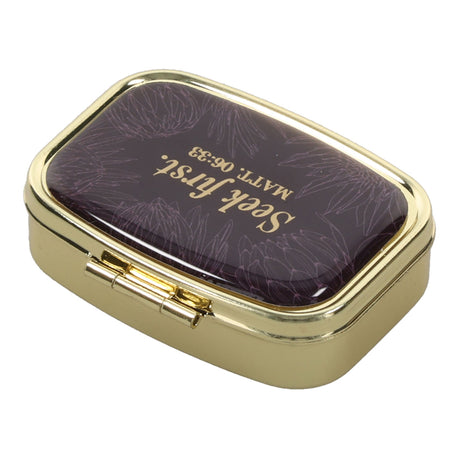 Seek First Light Gold Epoxy Pill Case with Mirror