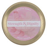 Strength & Dignity Fruity Freesia Scented Candle in Tin