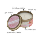 Strength & Dignity Fruity Freesia Scented Candle in Tin