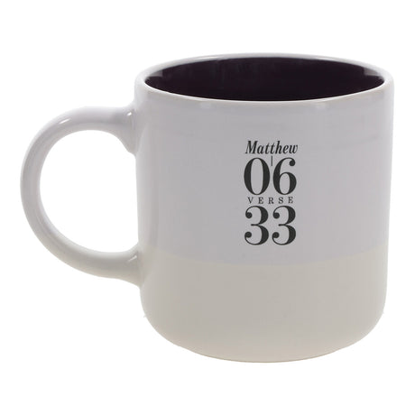 Seek First Protea Ceramic Mug with Dark Purple Interior