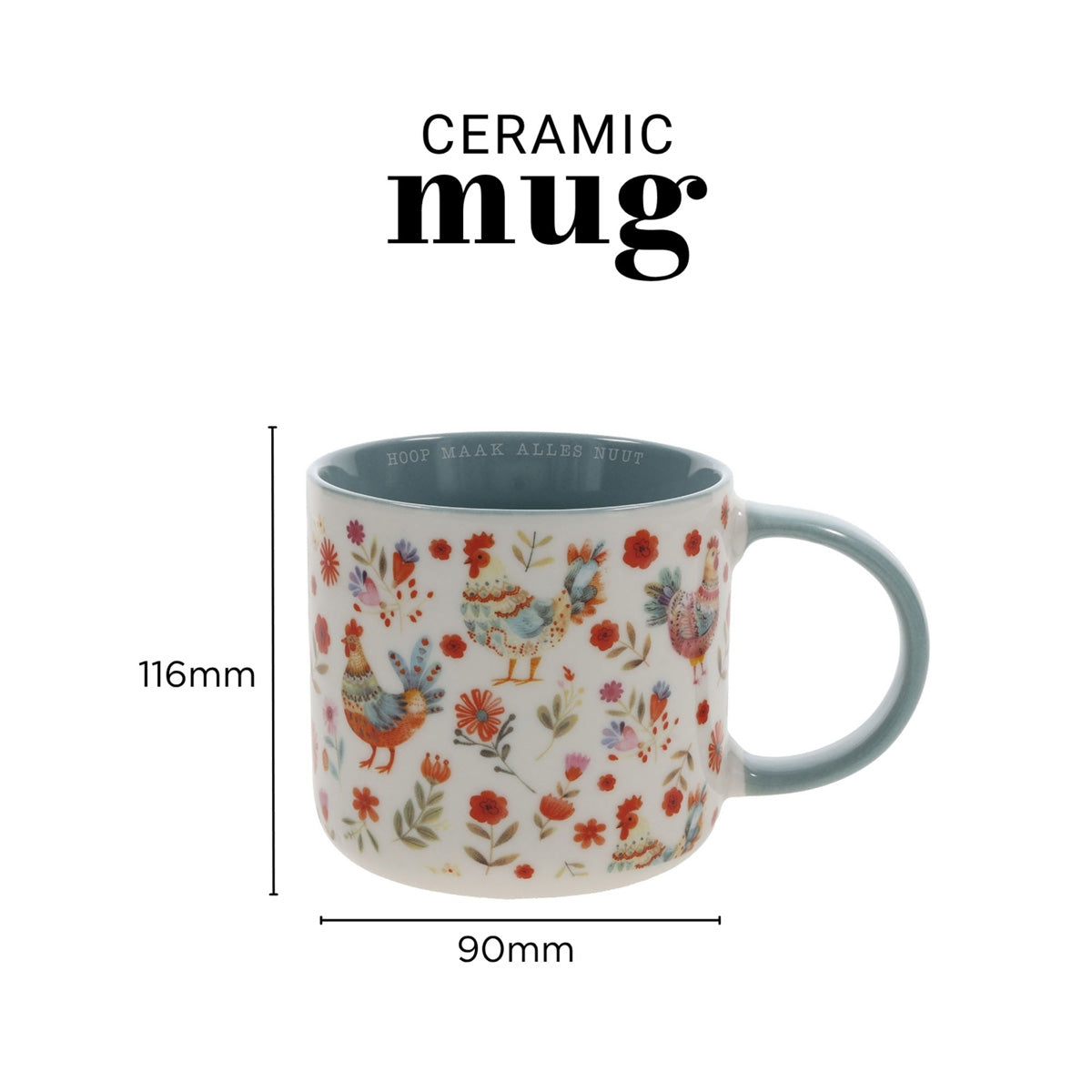 Hoop Maak Alles Nuut Afrikaans Ceramic Mug with Teal Interior
