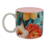 Strength and Dignity Floral Ceramic Mug with Pink Interior