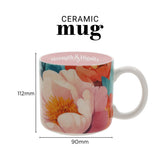 Strength and Dignity Floral Ceramic Mug with Pink Interior