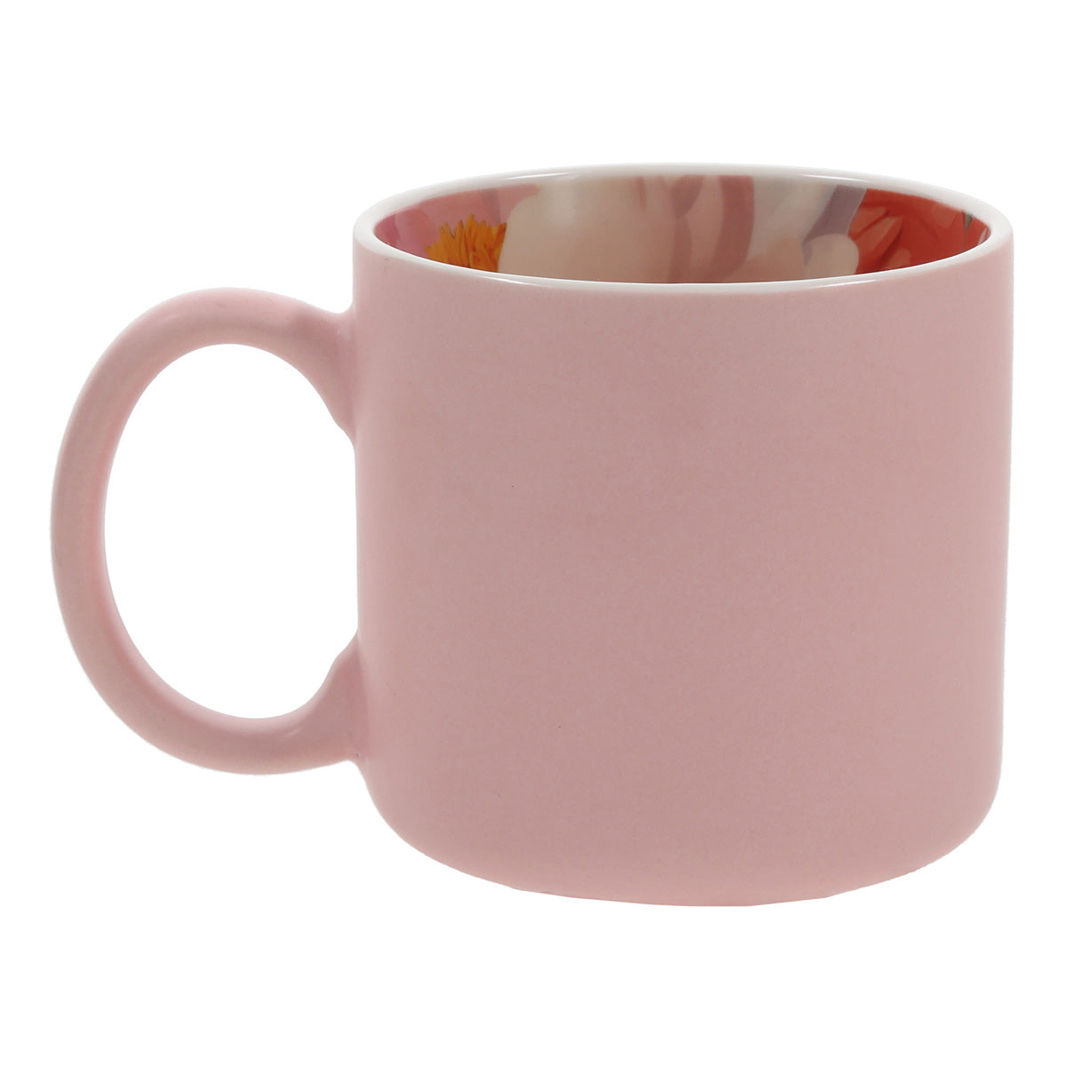 Strength and Dignity Pink Ceramic Mug with Floral Interior