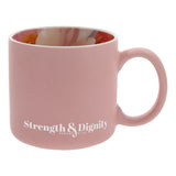 Strength and Dignity Pink Ceramic Mug with Floral Interior