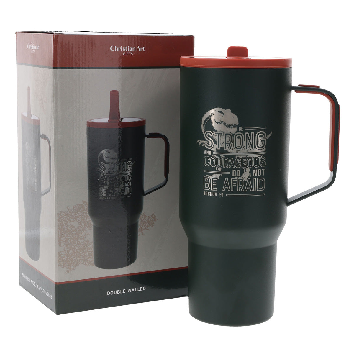 Travel Mug - Be Strong and Courageous (Stainless Steel, with Handle)