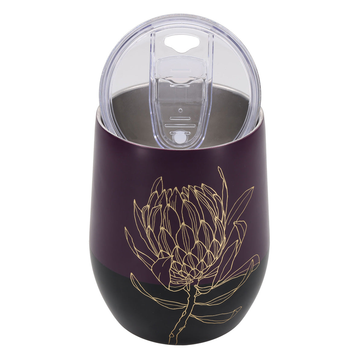 Travel Mug - Seek First (Stainless Steel, Deep Purple, Protea Design)