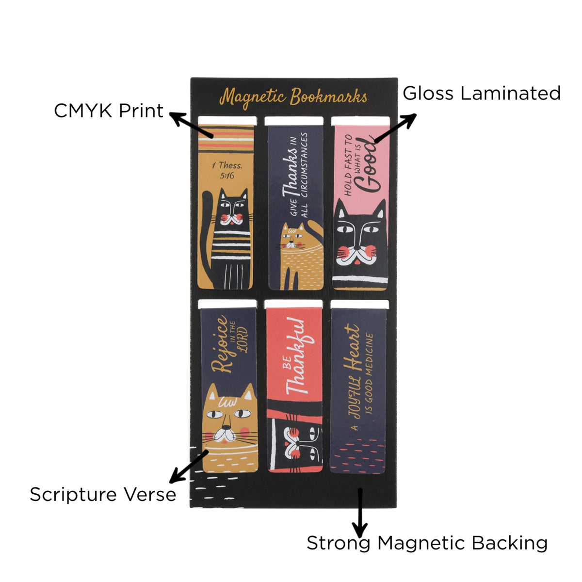 Cats Six-Piece Magnetic Bookmark Set