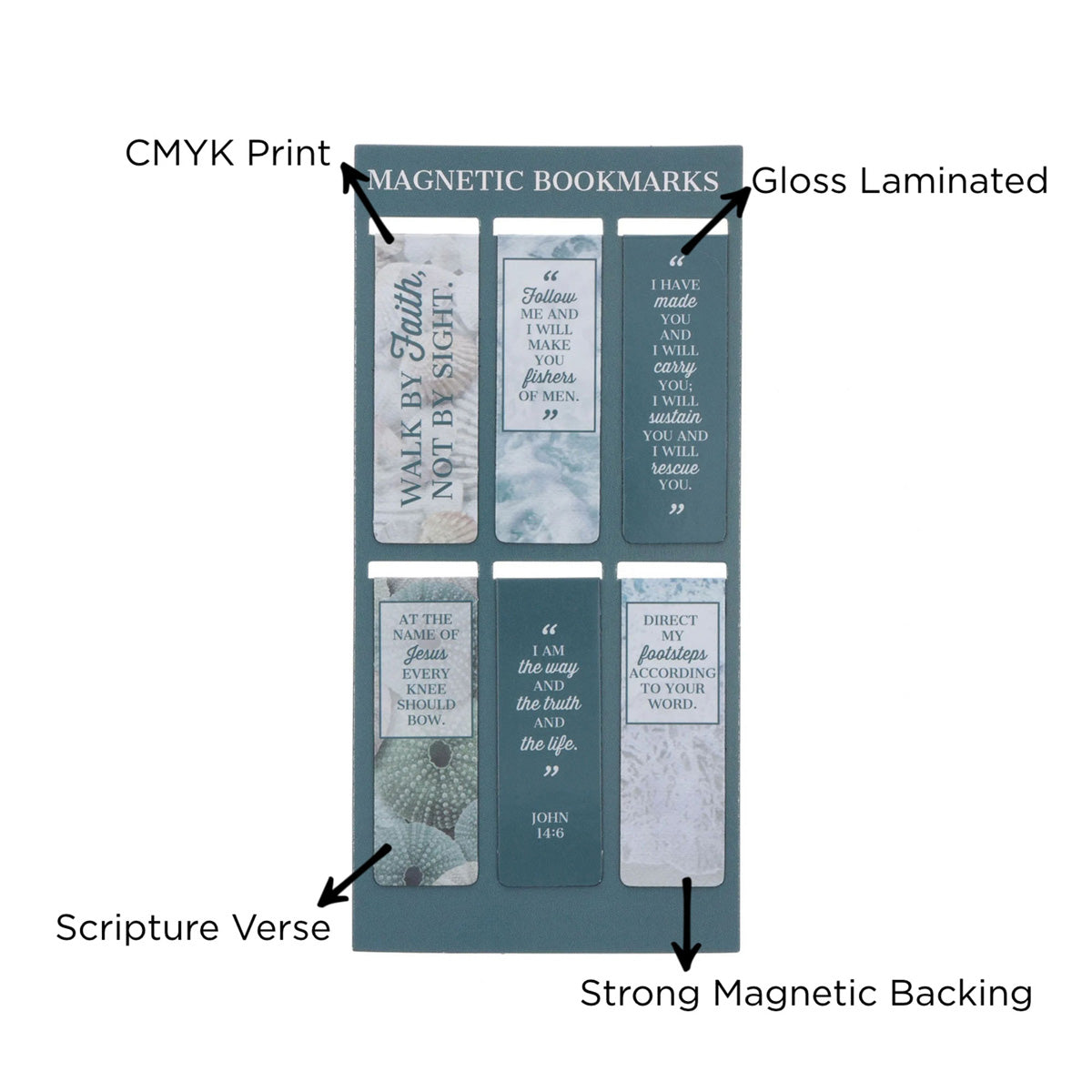 Walk by Faith Six-Piece Magnetic Bookmark Set