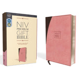 NIV Pink / Brown Imitation Leather Premium Gift Bible Red Letter Comfort Print