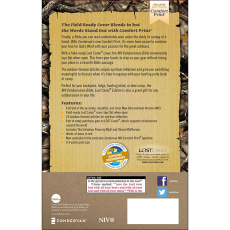 NIV Outdoorsman Bible Red Letter Lost Camo Ed (Comfort Print)(Imitation Leather)