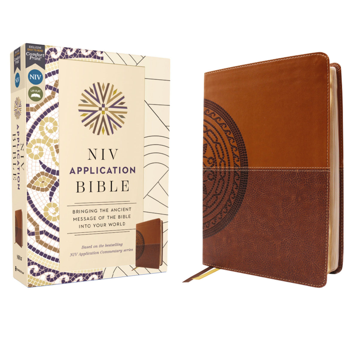 NIV Brown Imitation Leather Application Bible Comfort Print
