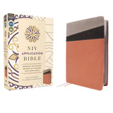 NIV Coral and Grey Imitation Leather Application Bible Comfort Print